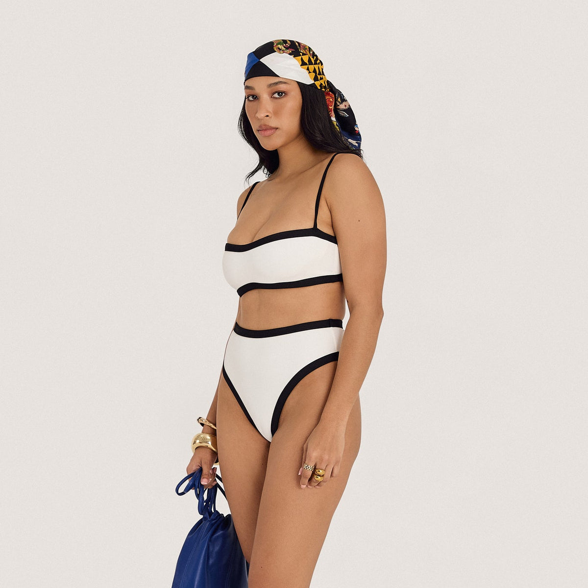 Holiday Romance / Bikini top / White + Black Rib