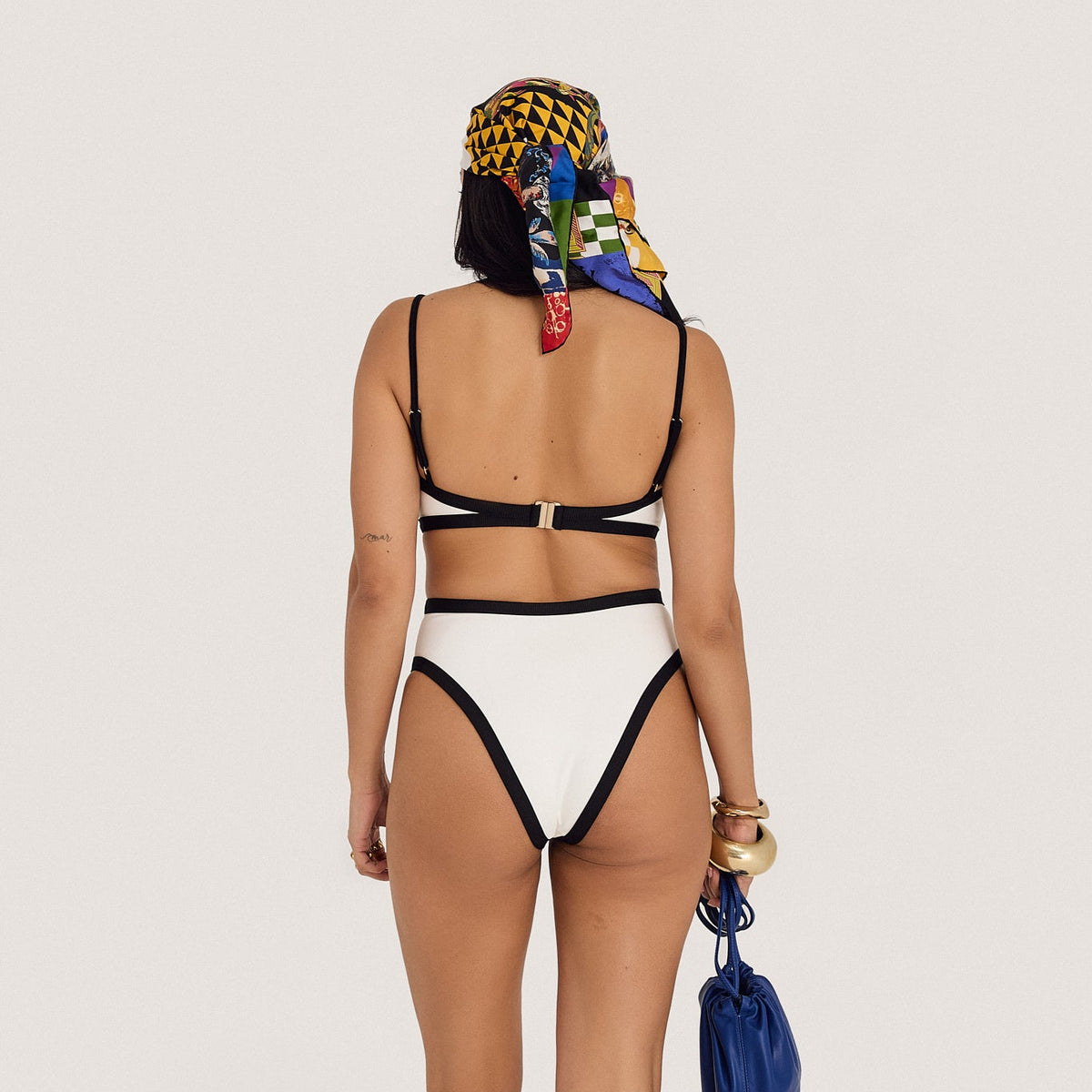 Holiday Romance / Bikini top / White + Black Rib