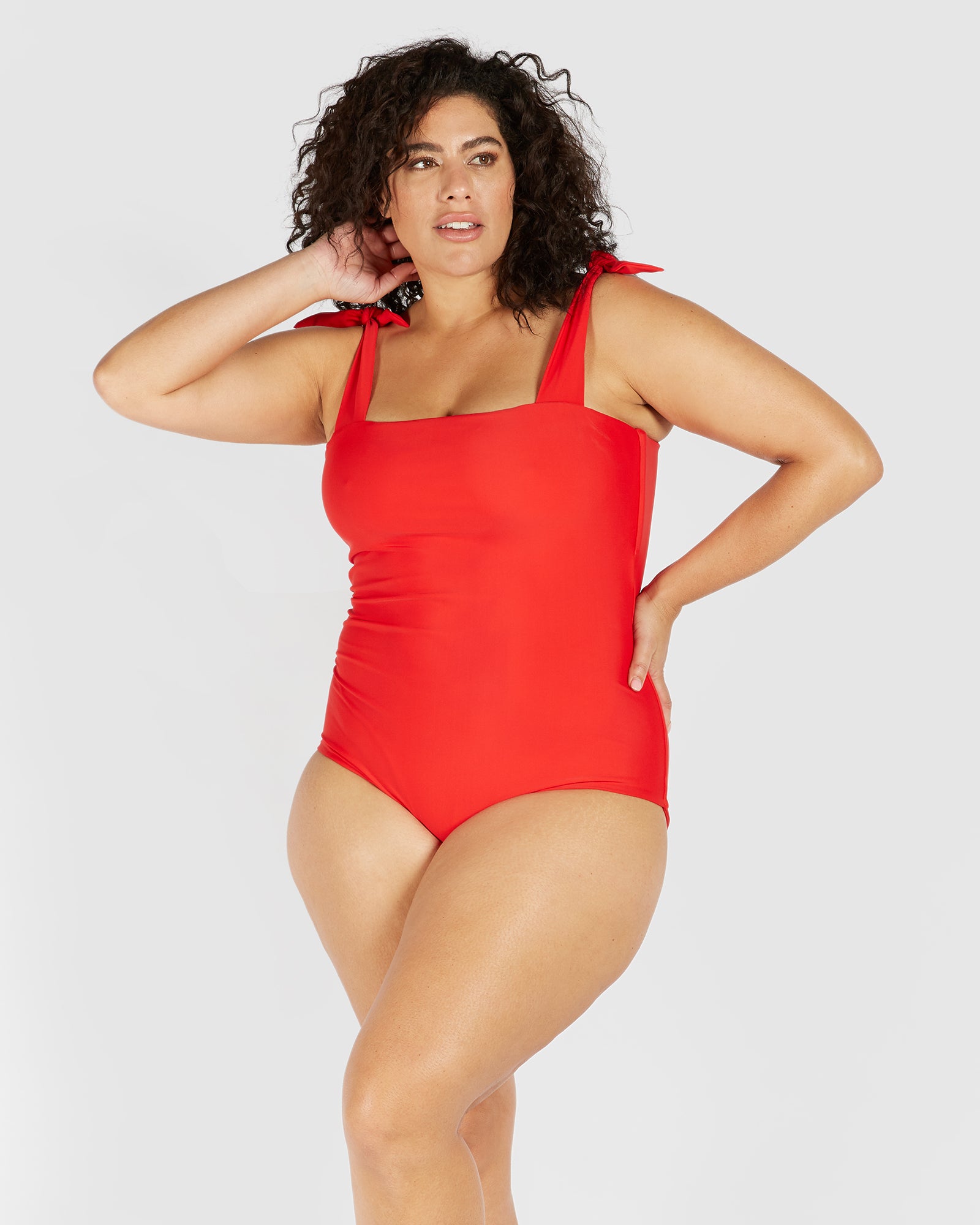 Come As You Are | Red One Piece Swimsuit With Ties At The Shoulder