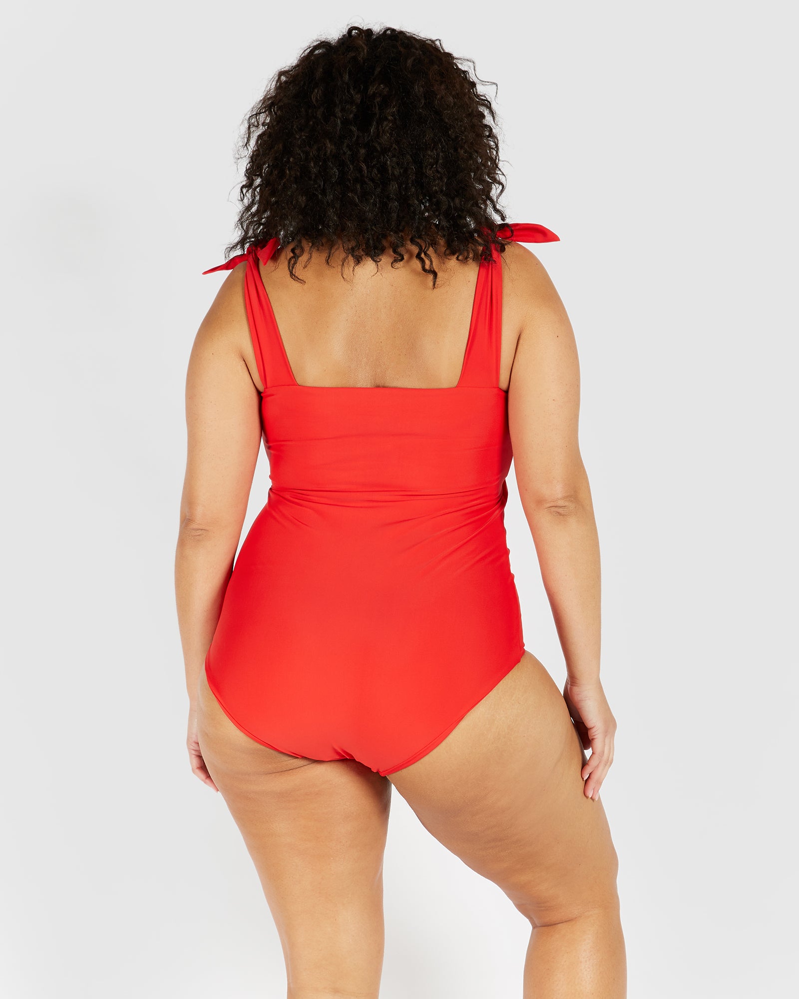 Come As You Are | Red One Piece Swimsuit With Ties At The Shoulder